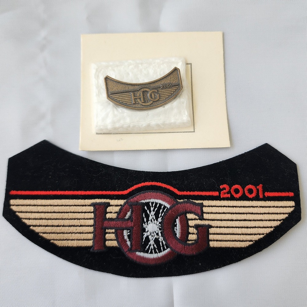 Harley‎ Davidson HOG 2001 Patch & Pin Set Motorcycle Biker Embroidered NOS Rare